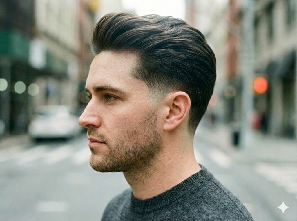 Low Taper Fade Blowout extreme outward volume expansion from roots confident style, diamond triangular faces nightclub casual style