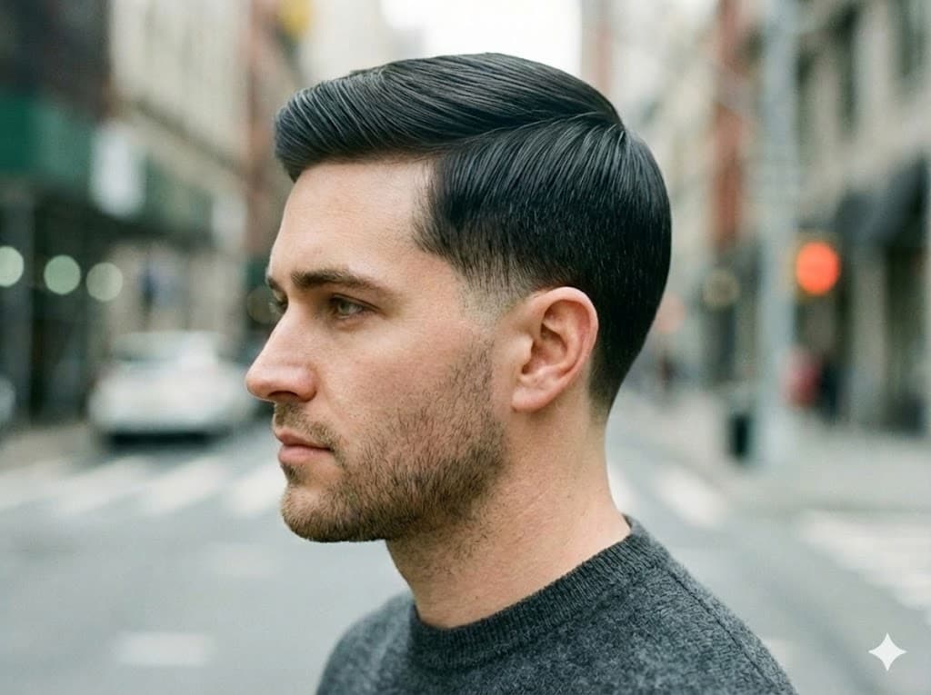 Low Taper Fade Straight Hair sharp geometric fade lines with straight hair texture refined look, square and oval faces campus workplace casual style