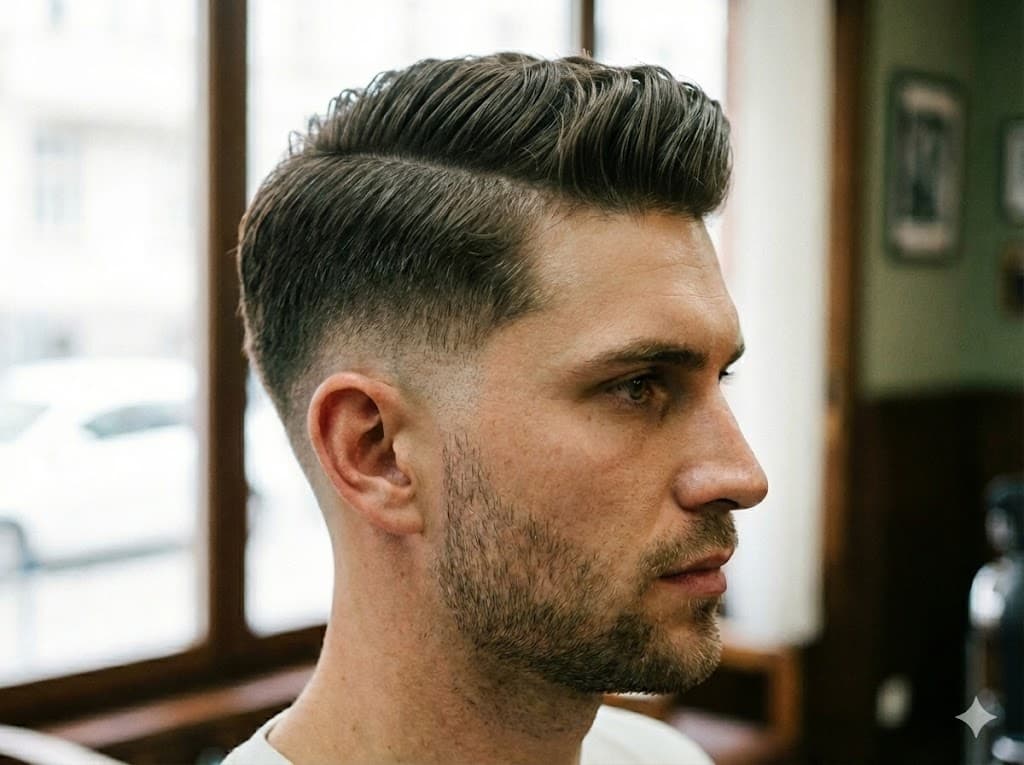 Mid Taper Fade Straight Hair solves ear flare issue with longer maintenance clean look, oval heart faces workplace campus style